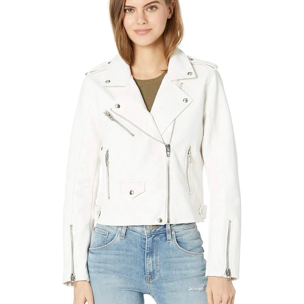BlankNYC Moto Jacket XS NWT Vegan Leather Biker Off White / Ivory